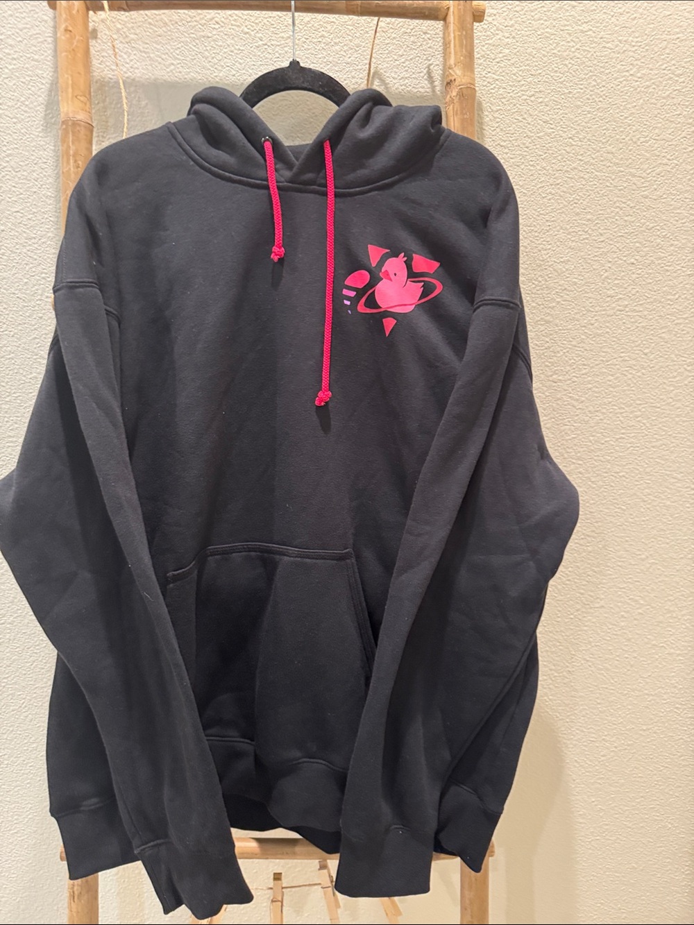 Five Hills Black Hoodie Sweatshirt with Pink Accent - Men’s Sweater